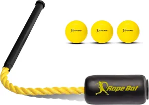 Rope Bat - Ultimate Rope Bat Swing Trainer w/ 3 Soft Training Balls – Baseball & Softball Hitting Trainer, Training Tool, Batting Aid