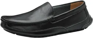 Round Toe Solid Color Leather Loafer Shoes Slip Resistant Flexible Lightweight Fashion Party Slip-ons