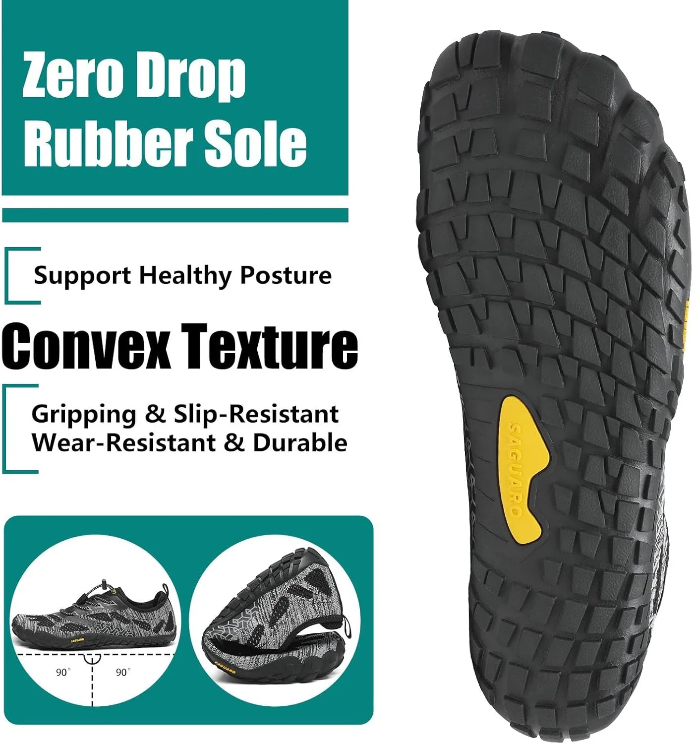 SAGUARO Womens Mens Barefoot Shoes Minimalist Trail Runner Wide Toe Box Zero Drop Outdoor Cross Training Shoe