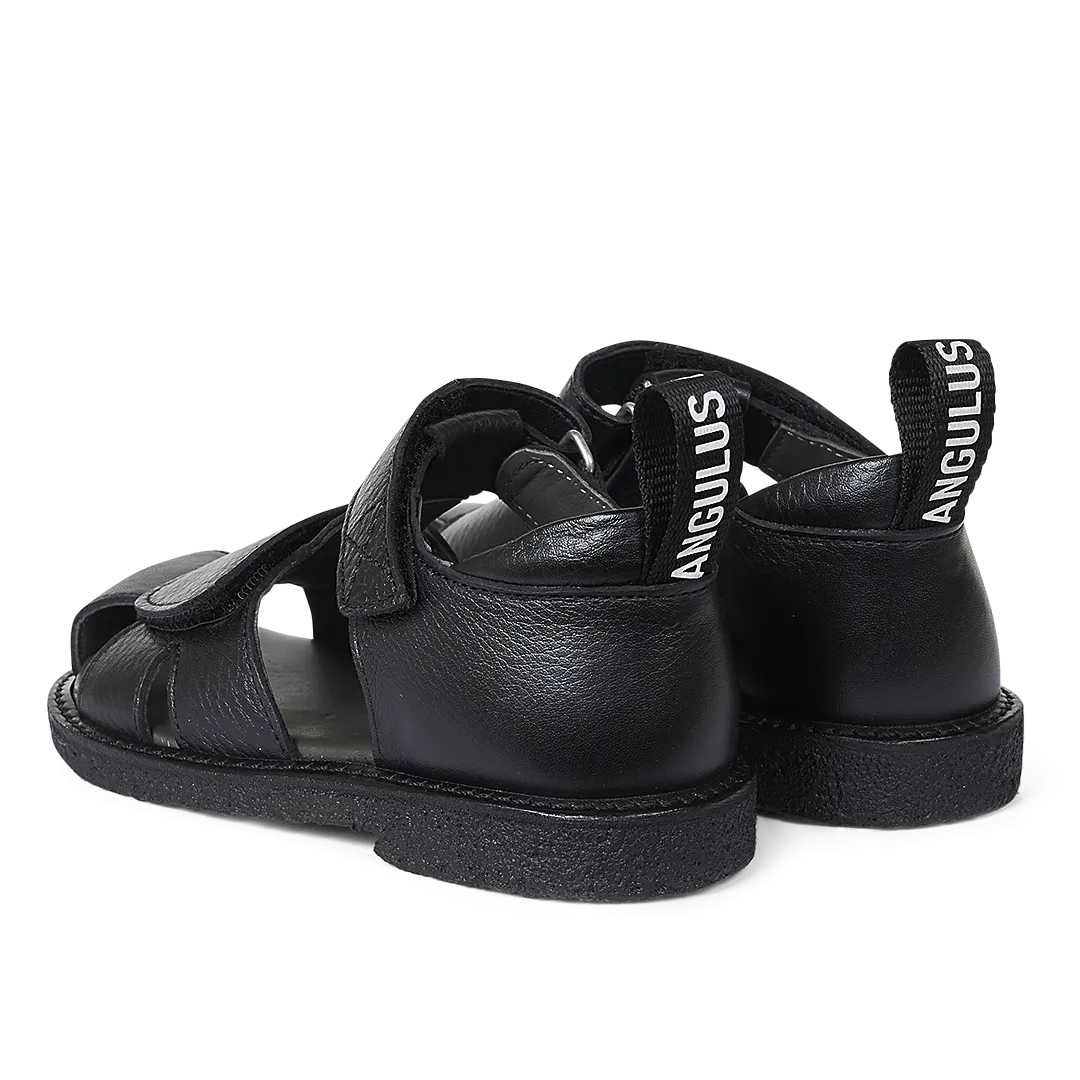 Sandal with logo tape and velcro closure
