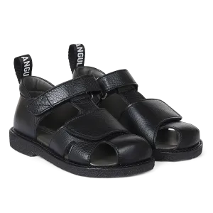 Sandal with logo tape and velcro closure