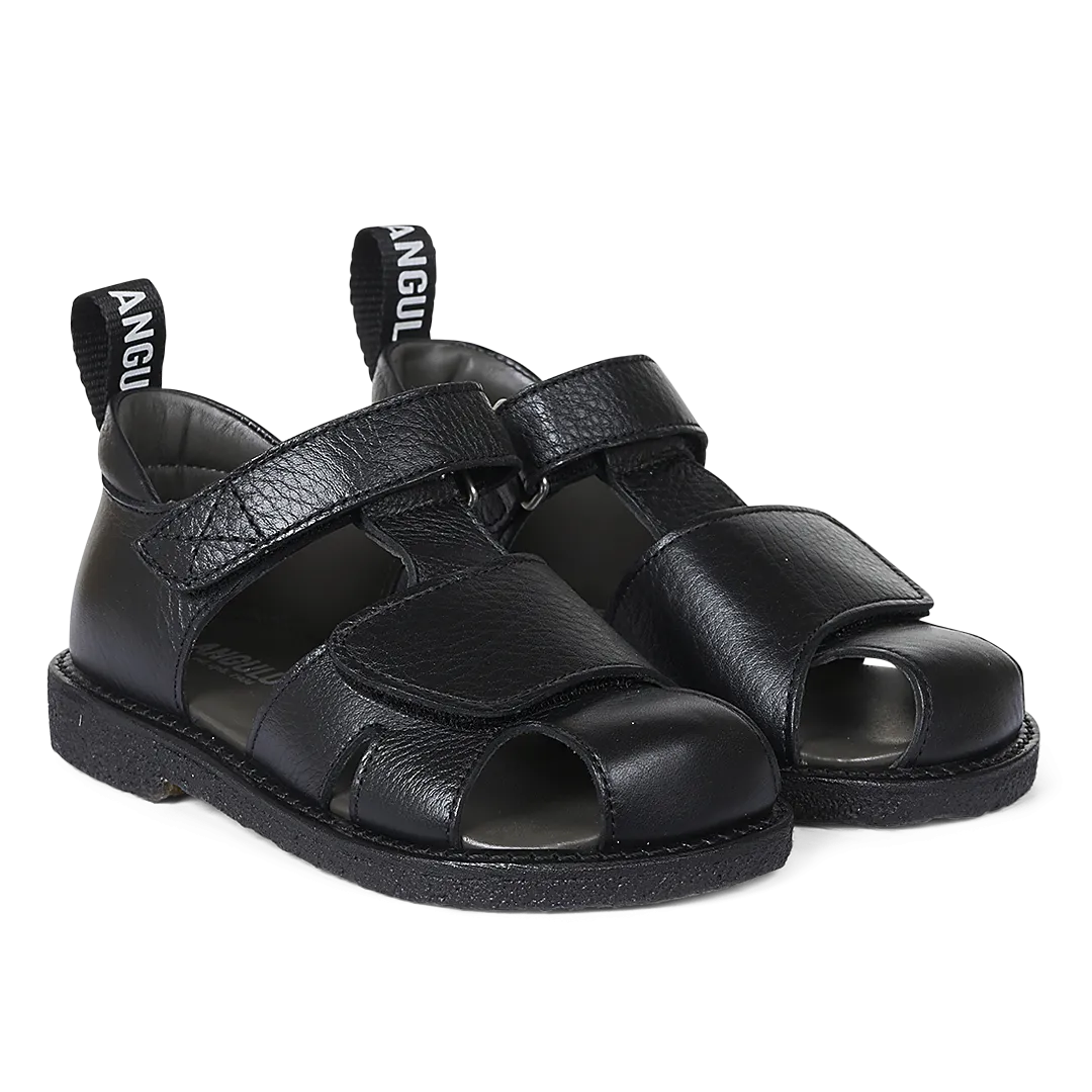 Sandal with logo tape and velcro closure