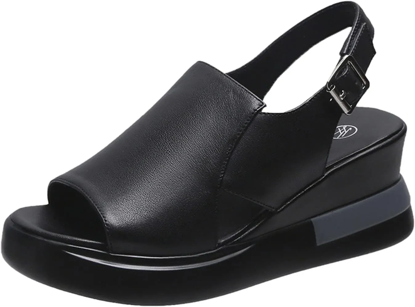Sandals Women Wedges Platform,Wedge Sandals for Women Summer 2023 Women's Beach Casual Sandals Espadrilles Sandals Ankle Strap Buckle Open Toe Wedge Sandal Flip Flops Outdoor Sandals (E/Black, 7.5)