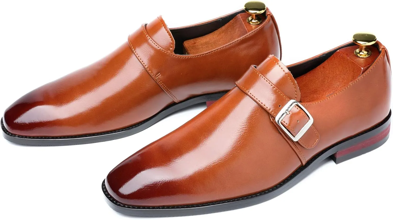 Santimon Mens Dress Shoes Moccasins for Men Slip On Leather Monk Straps Shoes Smoking Slipper Classic Vintage Loafers