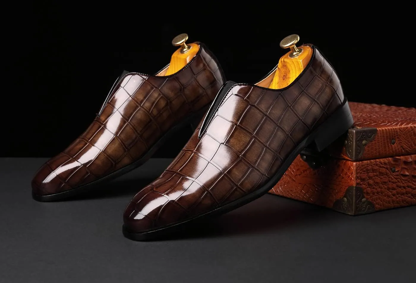 Santimon Mens Loafer Shoes Slip On Dress Casual Shoes Driving Prom Party Wedding Business Smoking Slippers