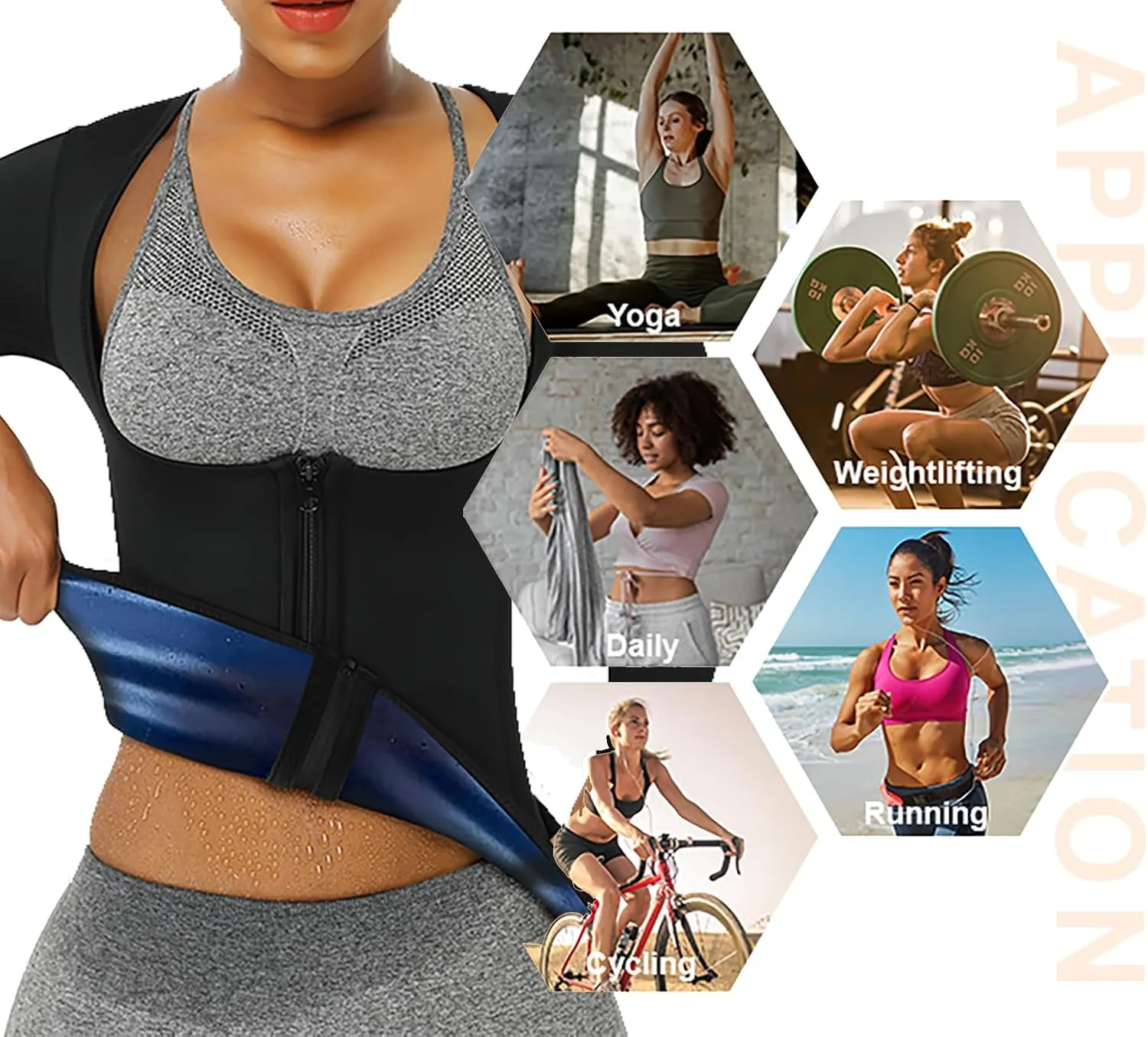 Sauna Suit Shirt For Women Weight Loss Waist Trainer Sweat Vest Workout Fajas Long Sleeve