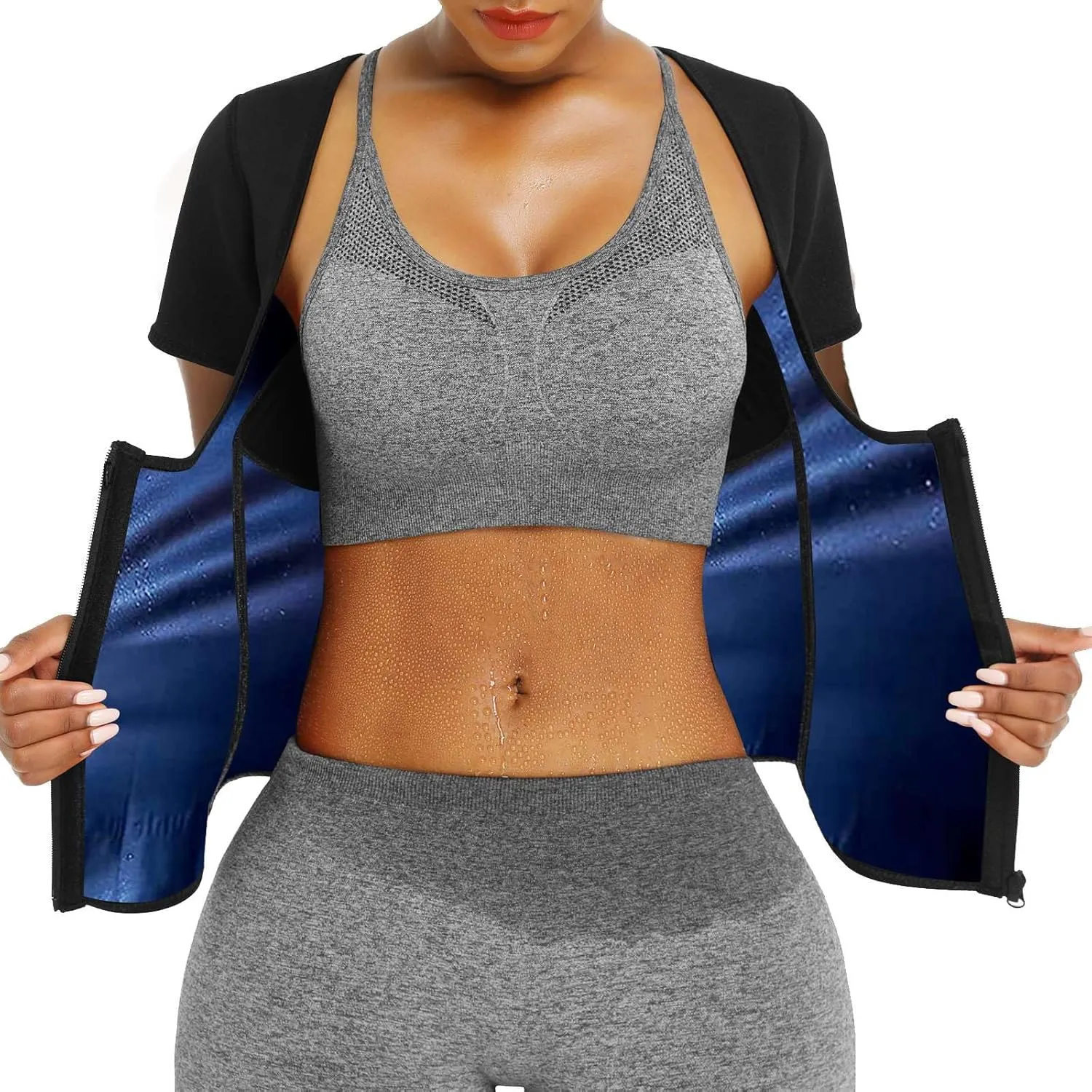 Sauna Suit Shirt For Women Weight Loss Waist Trainer Sweat Vest Workout Fajas