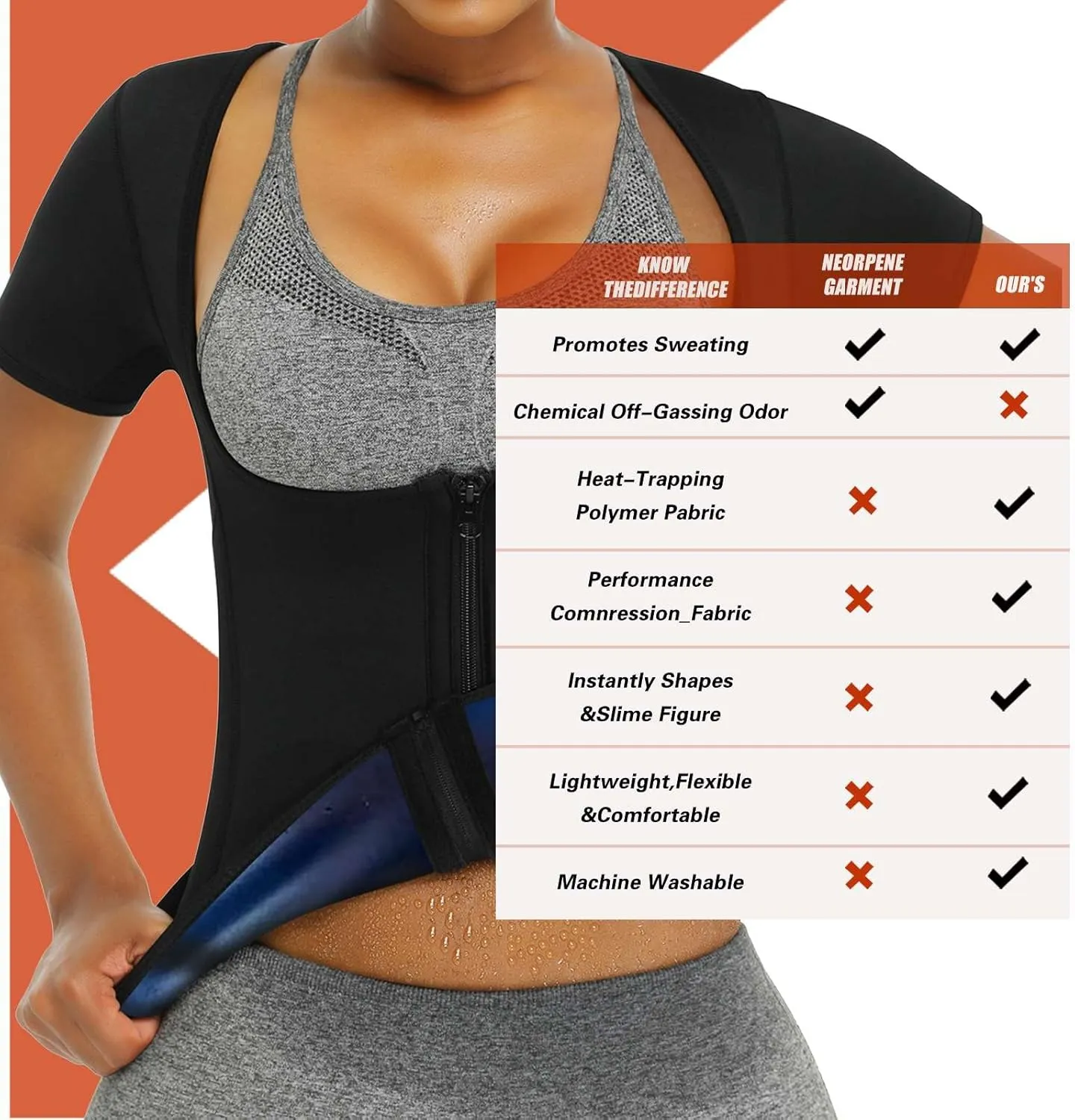 Sauna Suit Shirt For Women Weight Loss Waist Trainer Sweat Vest Workout Fajas