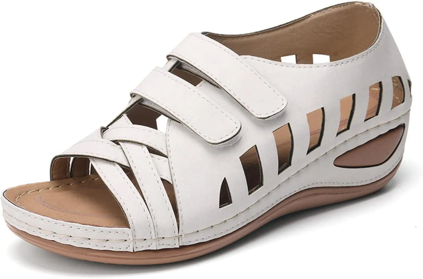 SBGMoSJ Diabetic Shoes for Women Most Comfortable Walking Sandals Men's Brown Dressy Sandals Women Best Flip Flops for Walking All Day Women Orthopedic Walking Shoes Slip On Tie Up Sandals