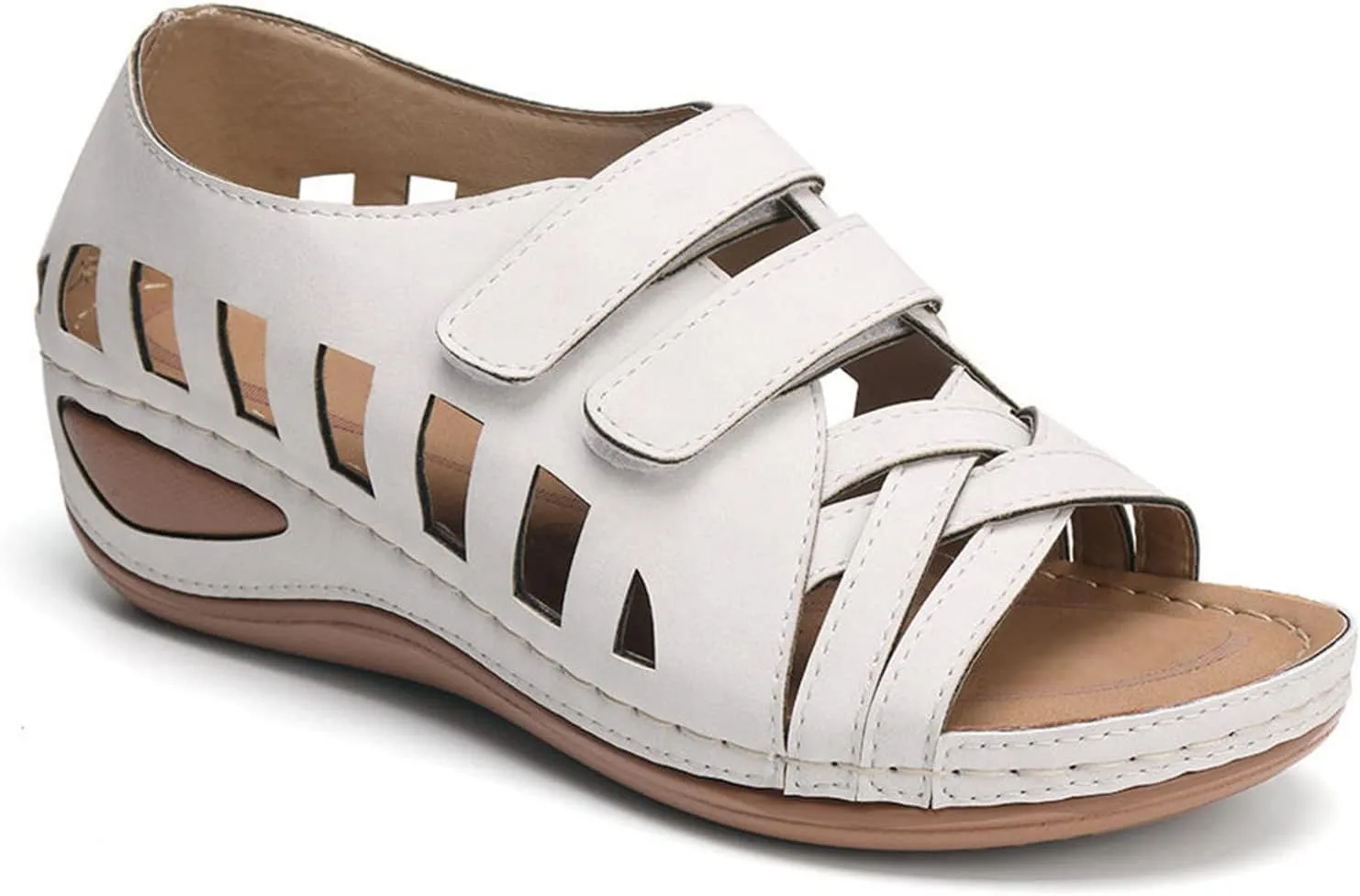 SBGMoSJ Diabetic Shoes for Women Most Comfortable Walking Sandals Men's Brown Dressy Sandals Women Best Flip Flops for Walking All Day Women Orthopedic Walking Shoes Slip On Tie Up Sandals