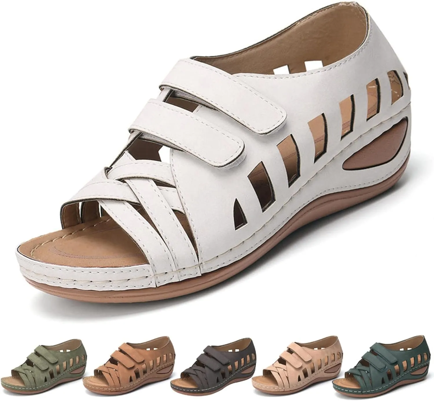 SBGMoSJ Diabetic Shoes for Women Most Comfortable Walking Sandals Men's Brown Dressy Sandals Women Best Flip Flops for Walking All Day Women Orthopedic Walking Shoes Slip On Tie Up Sandals