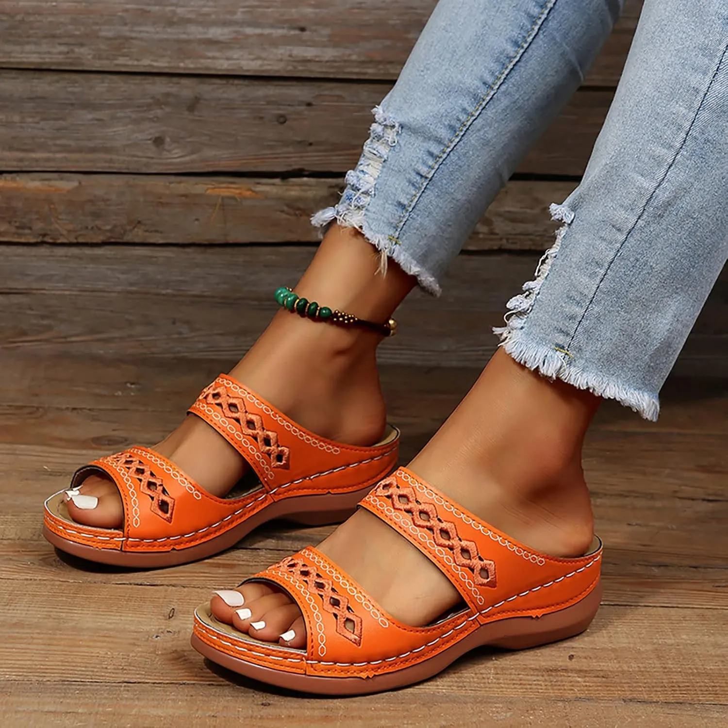 SBGMoSJ Diabetic Shoes for Women Wide Width Sandalias De Mujer OrtopéDicas Orthopedic Slides for Women Size 7 Beach Flip Flops Women Silver High Heels White Sandals Women Platform