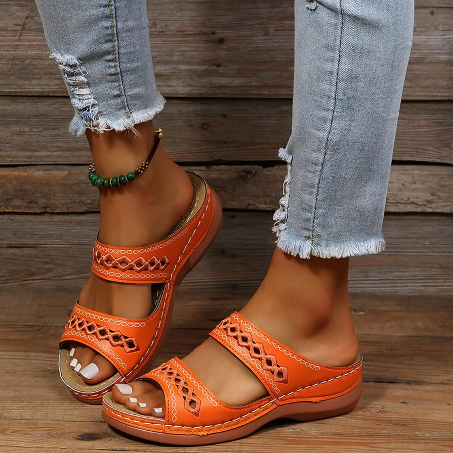 SBGMoSJ Diabetic Shoes for Women Wide Width Sandalias De Mujer OrtopéDicas Orthopedic Slides for Women Size 7 Beach Flip Flops Women Silver High Heels White Sandals Women Platform