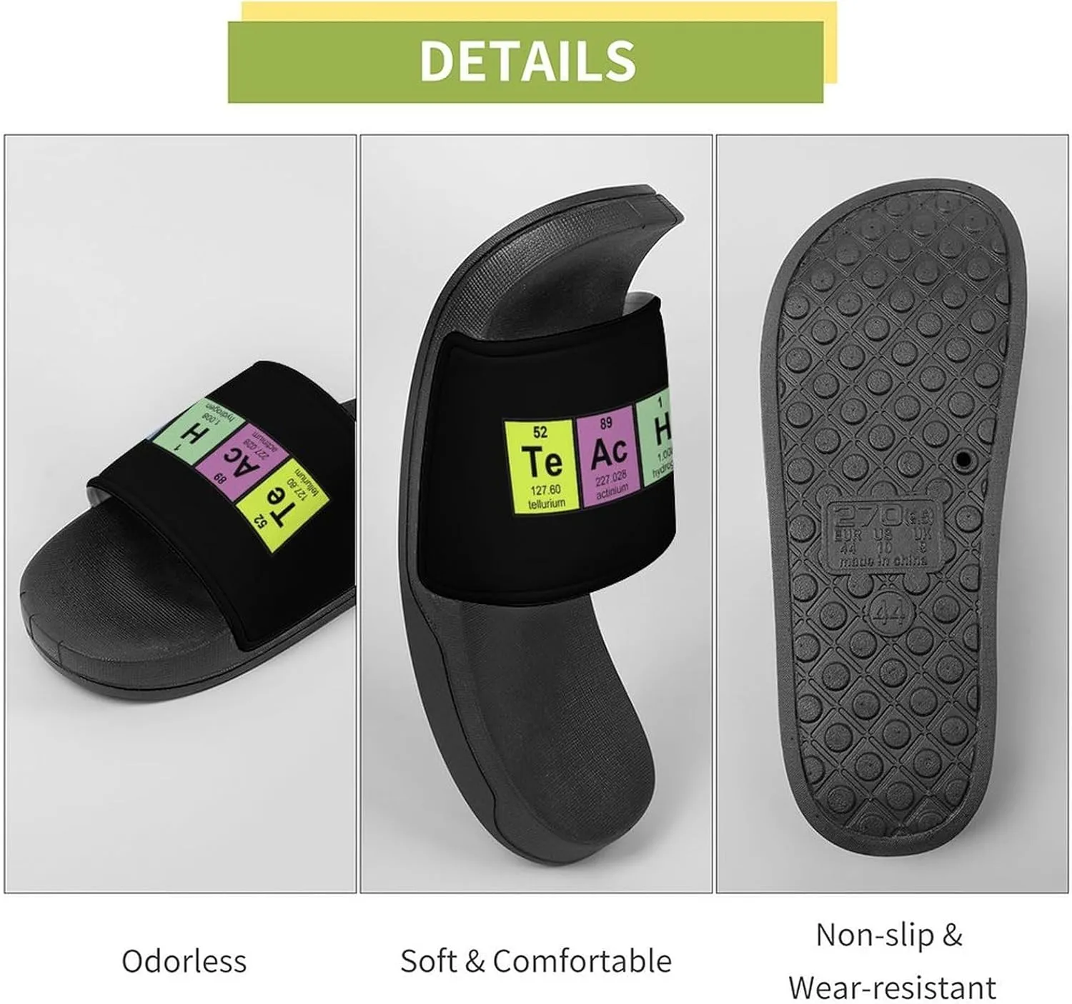 Science Teacher Chemical Elements House Slippers for Women Men Shower Slides Bathroom Sandals
