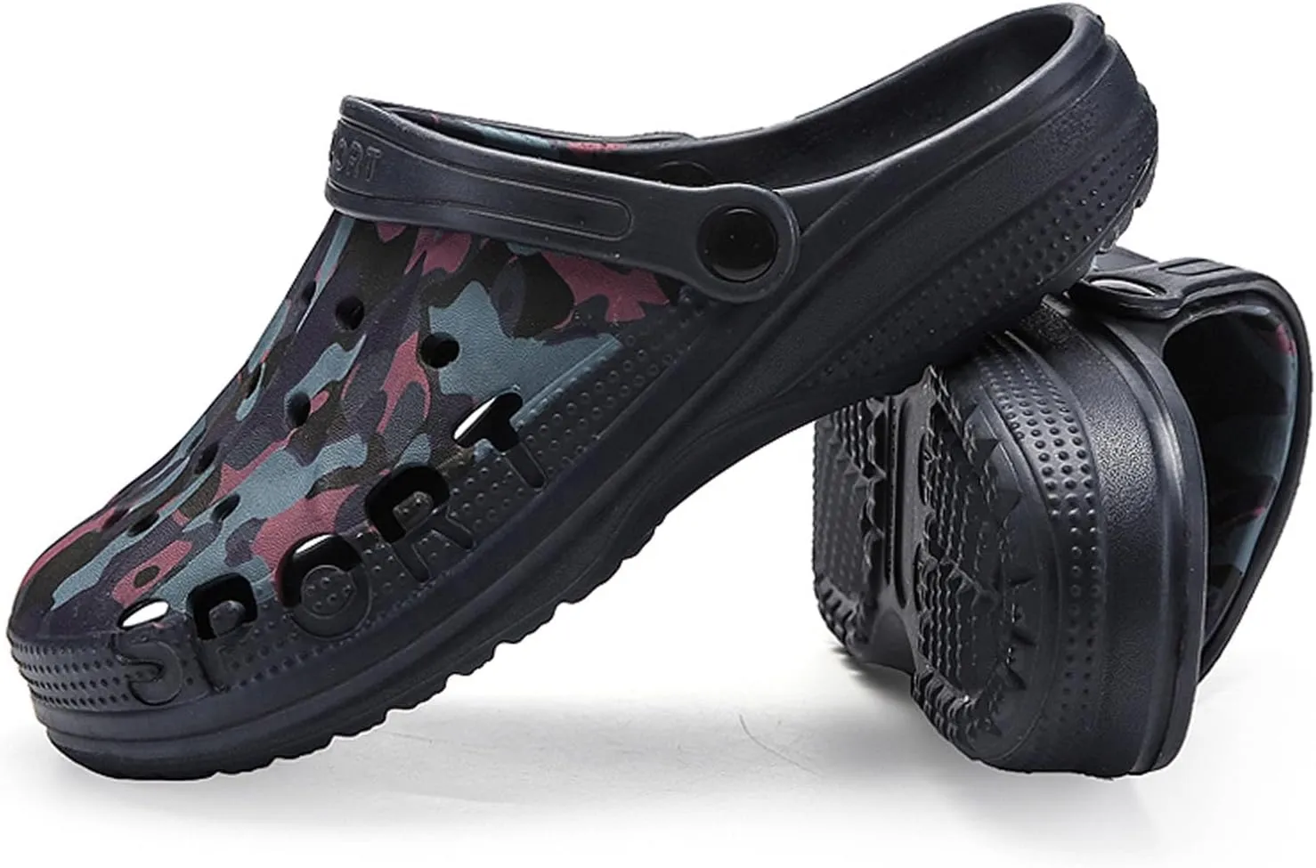 SECHRITE Men's Garden Clogs Camo Summer Sandals Sport Clogs Beach Pool Water Sandal Shower Shoes