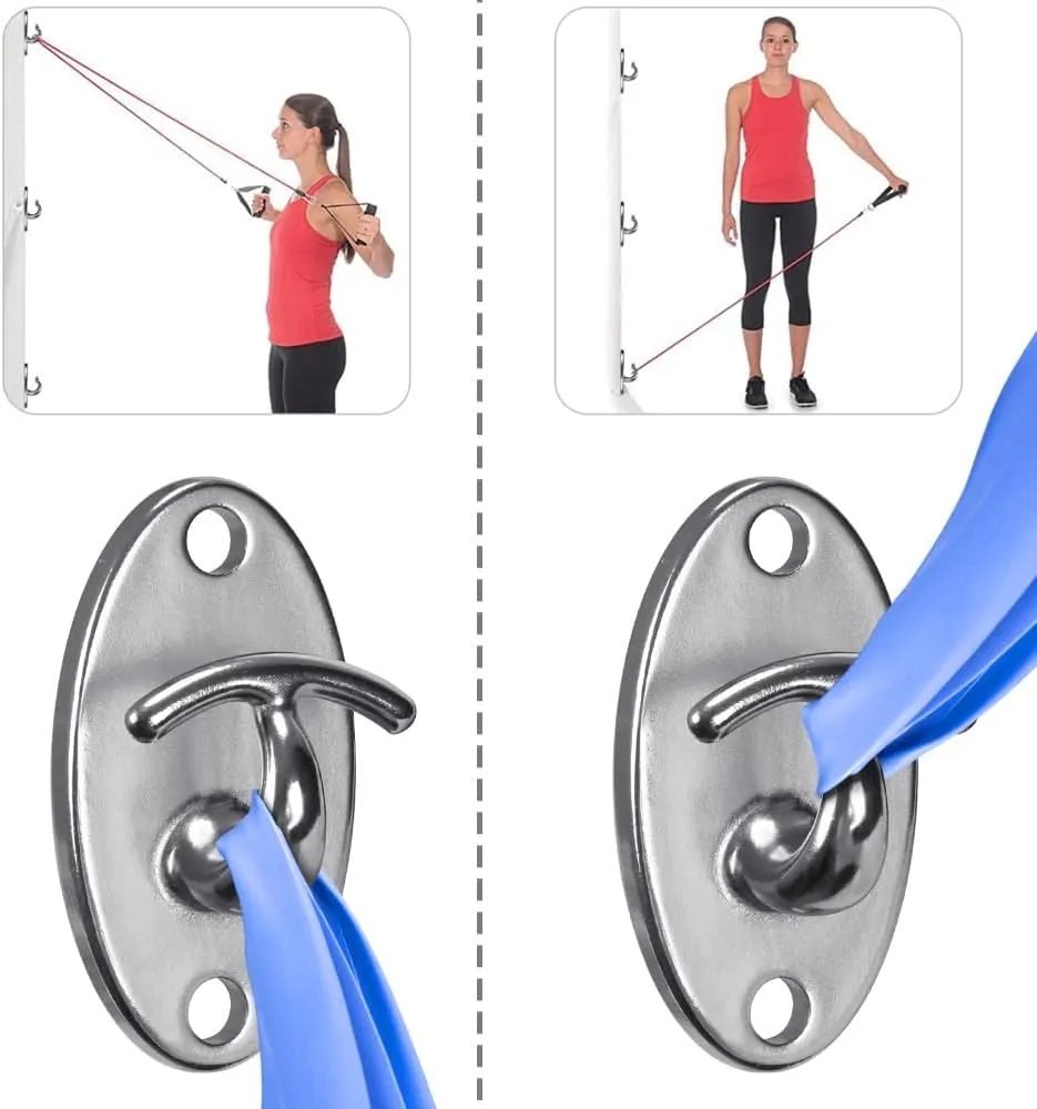 SELEWARE 3 Pack Heavy Duty Stainless Steel Wall Anchors for Resistance Bands – 2000 lbs Load Capacity, Space-Saving Home Gym & Physical Therapy Mounts for Strength Training & Body Weight Straps