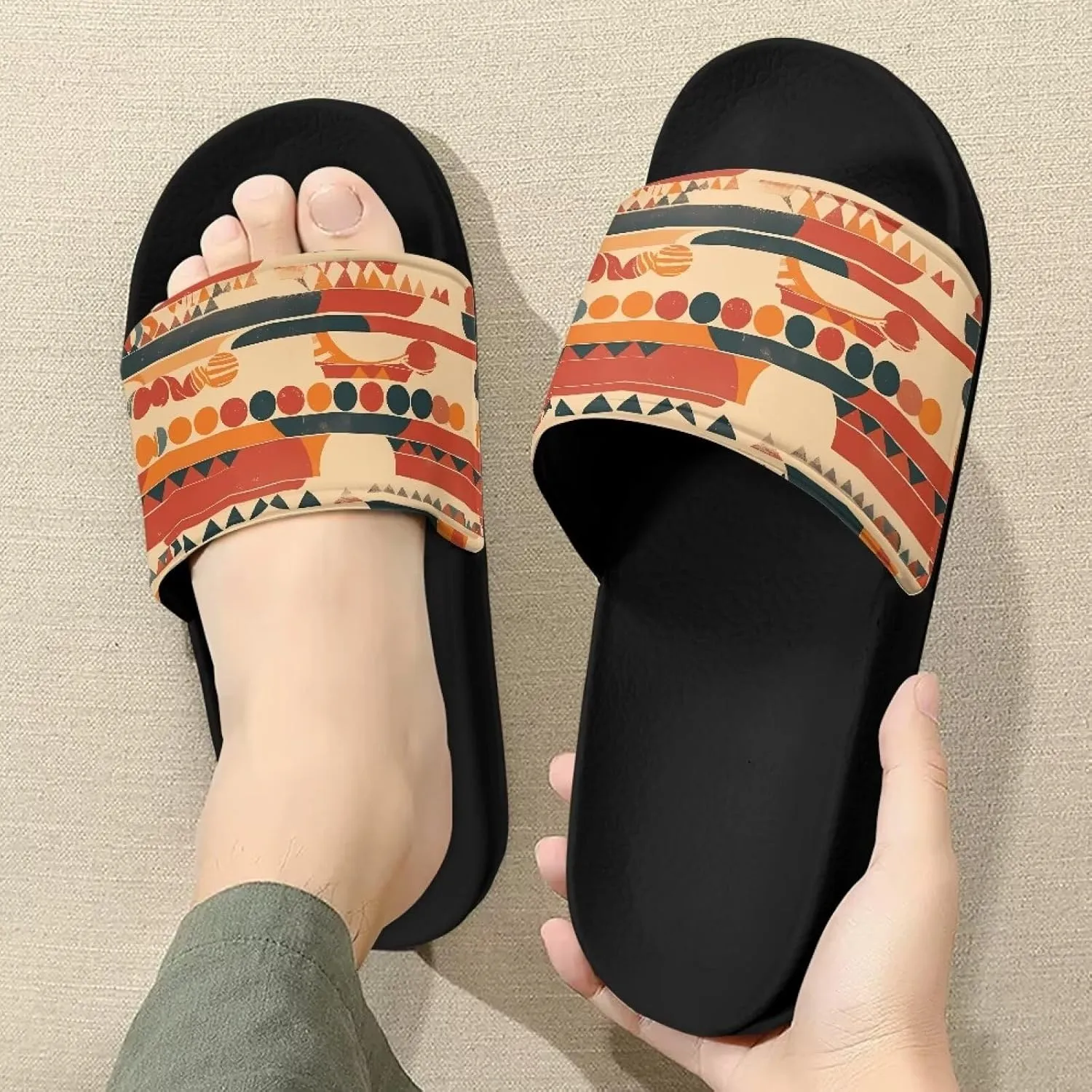 Semioury Lotus Summer Slippers for Women Turtle Travel Lightweight Cozy Soft Comfy Thick Shoes Beach Sandal Bathroom Slipper