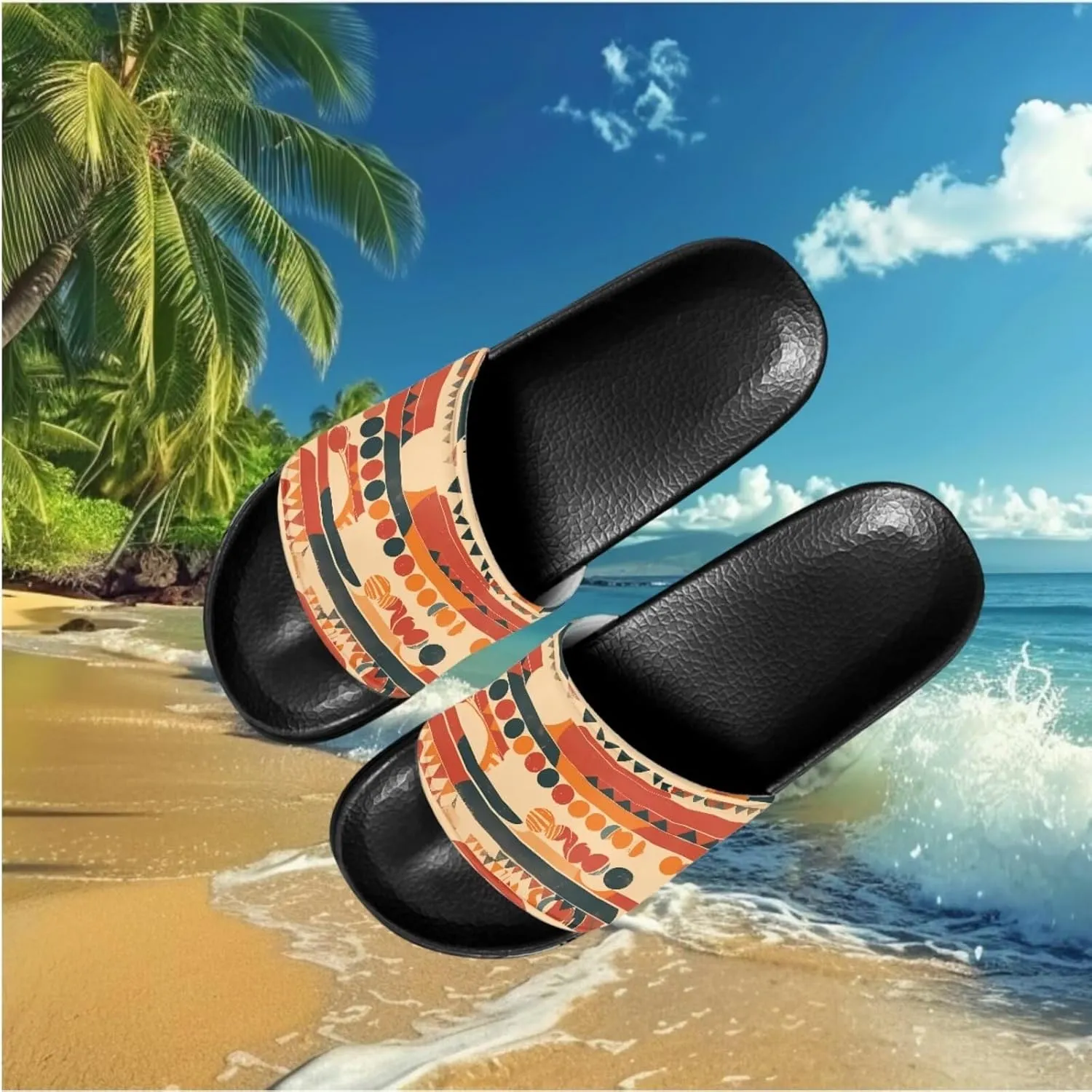 Semioury Lotus Summer Slippers for Women Turtle Travel Lightweight Cozy Soft Comfy Thick Shoes Beach Sandal Bathroom Slipper