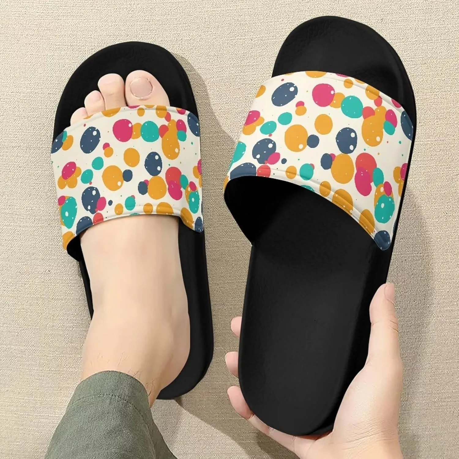 Semioury Lotus Summer Slippers for Women Turtle Travel Lightweight Cozy Soft Comfy Thick Shoes Beach Sandal Bathroom Slipper