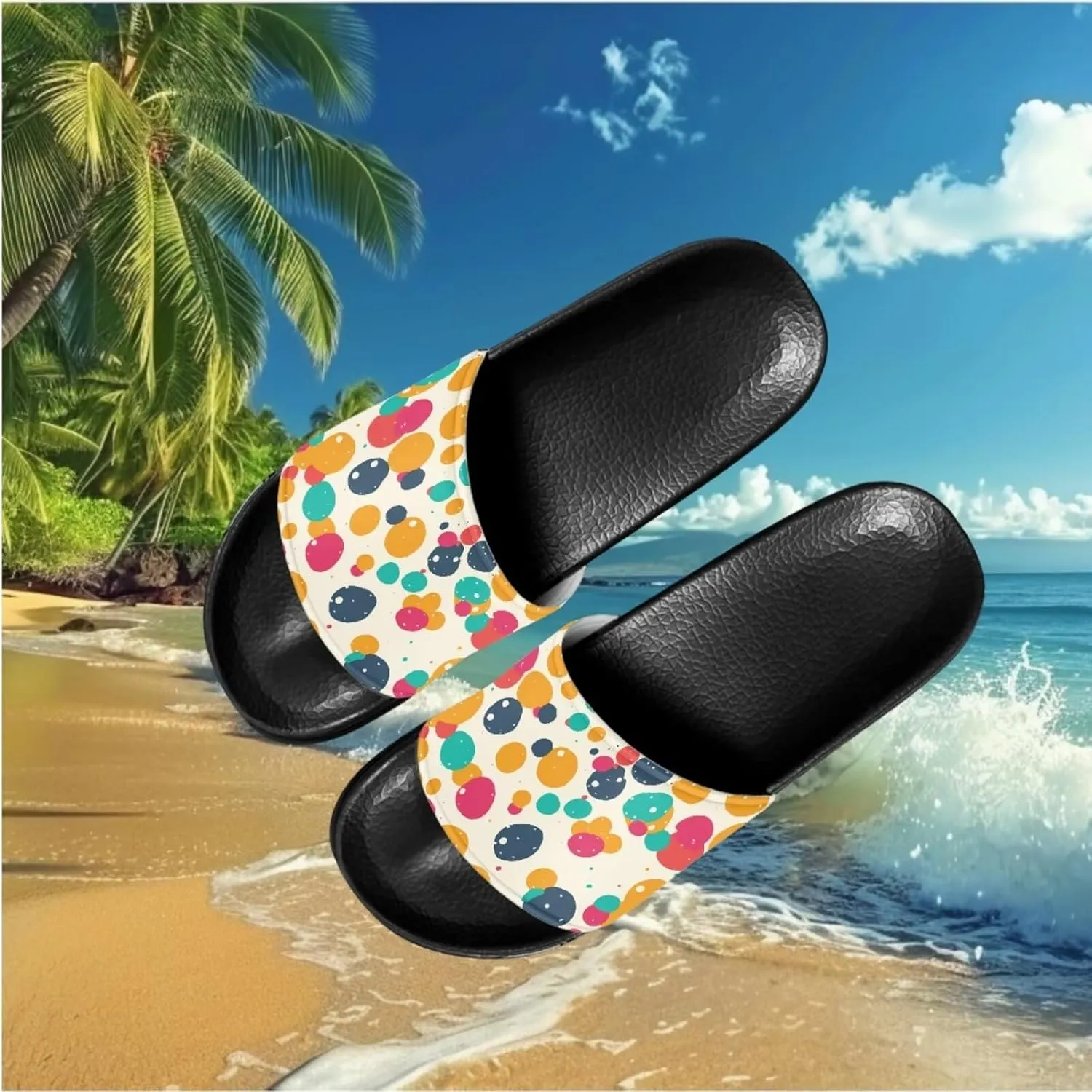 Semioury Lotus Summer Slippers for Women Turtle Travel Lightweight Cozy Soft Comfy Thick Shoes Beach Sandal Bathroom Slipper