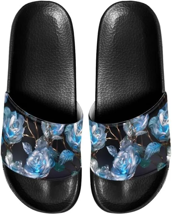 Semioury Rose Cozy Home Shoes Tie-Dye Soft Sole Bedroom Anti-Skid Outdoor Sole Iris Forest House Shoes for Women Men Family
