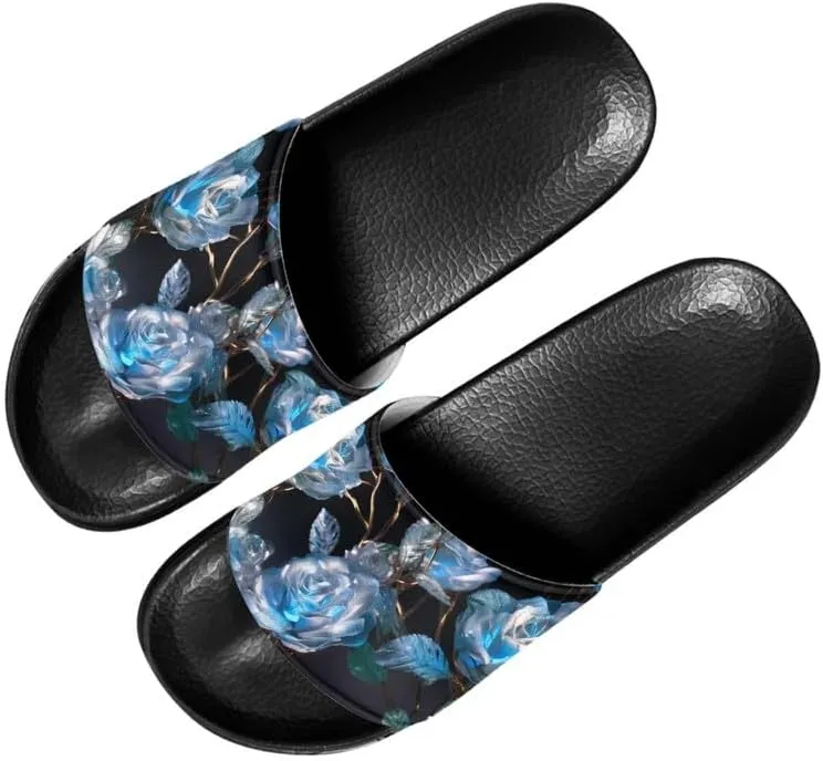 Semioury Rose Cozy Home Shoes Tie-Dye Soft Sole Bedroom Anti-Skid Outdoor Sole Iris Forest House Shoes for Women Men Family