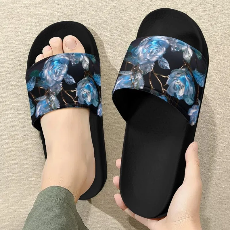 Semioury Rose Cozy Home Shoes Tie-Dye Soft Sole Bedroom Anti-Skid Outdoor Sole Iris Forest House Shoes for Women Men Family