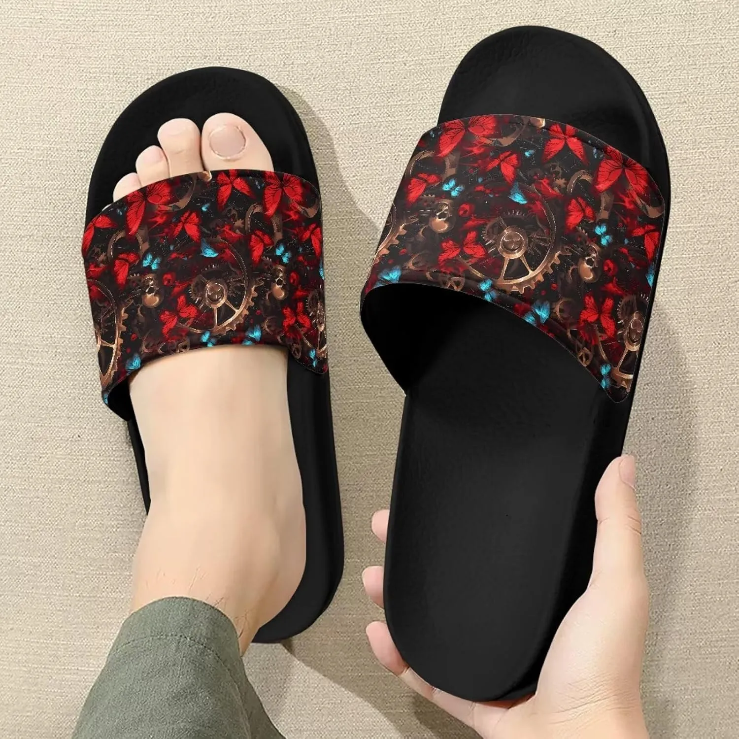 Semioury Starry Sky Cozy Home Shoes Tulip Tie-Dye Soft Sole Bedroom Anti-Skid Outdoor Sole House Shoes for Women Men Family