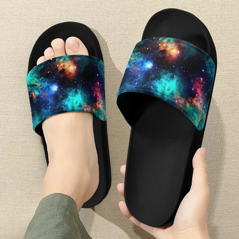 Semioury Starry Sky Cozy Home Shoes Tulip Tie-Dye Soft Sole Bedroom Anti-Skid Outdoor Sole House Shoes for Women Men Family