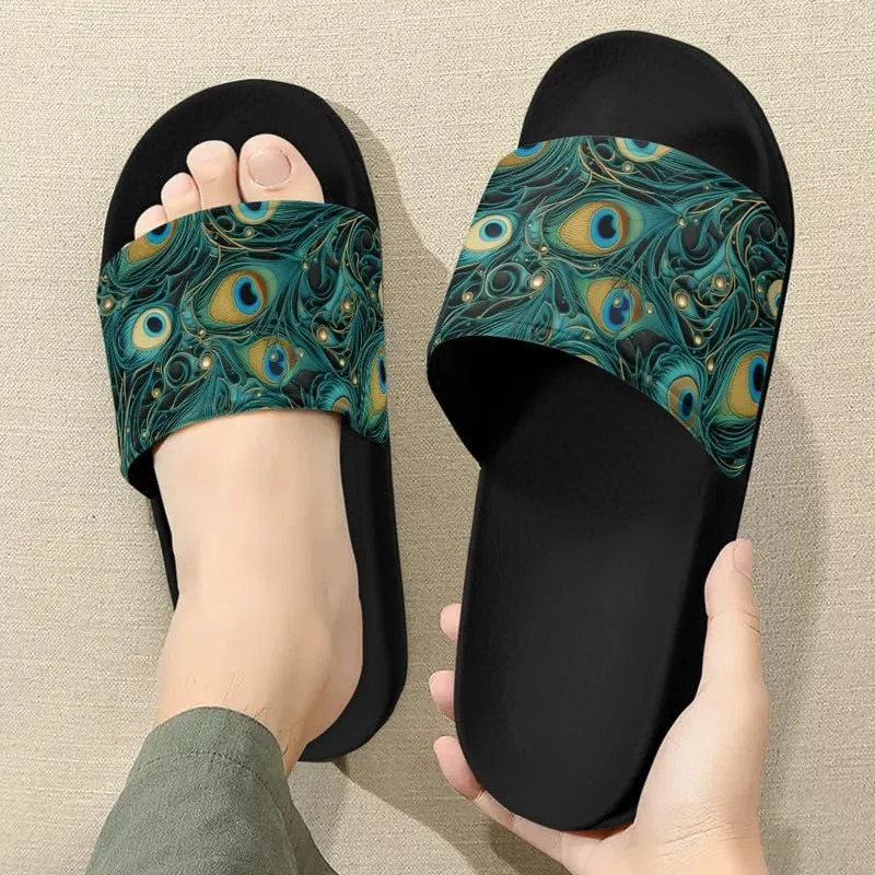 Semioury Tulip Home Slippers for Women Monet Thick Cushioned Sole Shower Bathroom Sandals Tie-Dye Cozy Indoor Outdoor Slipper