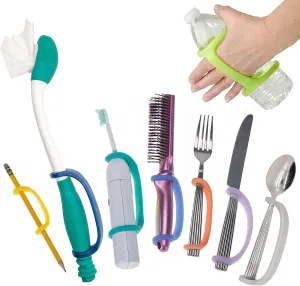 Senior Daily Living Aid, Elderly Care Pack Silicone Universal Cuff for Independence, Geriatrics and Assisted Living, Grip Handles for Hand Mobility (8-Pack)