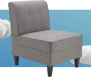 Serta Copenhagen Modern Accent Chair Button Tufted Backrest, Sinuous Spring Seat Cushion, Rubberwood Legs, Upholstery for Living Room, Bedroom and Small Spaces, Polyester Woven Fabric, Gray