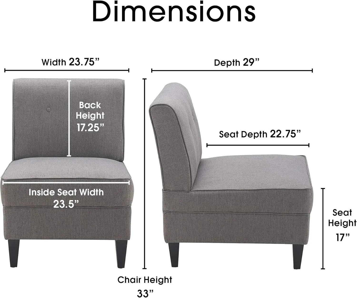 Serta Copenhagen Modern Accent Chair Button Tufted Backrest, Sinuous Spring Seat Cushion, Rubberwood Legs, Upholstery for Living Room, Bedroom and Small Spaces, Polyester Woven Fabric, Gray