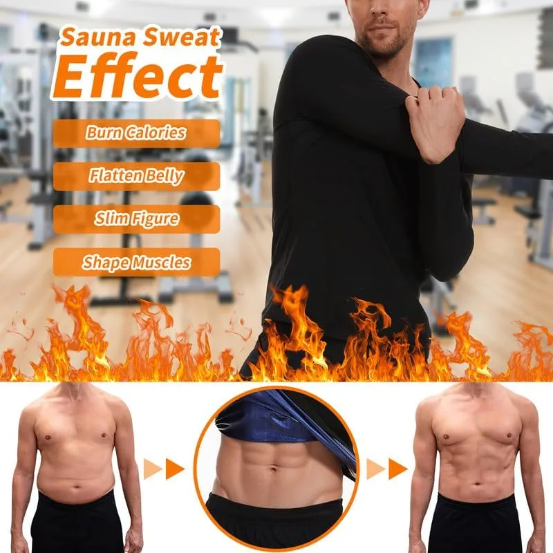 SHAPERIN Sauna Shirt for Men Sauna Tops Heat Trapping T-shirt Sauna Suit Workout Sweat Vest Body Shaper Gym Workout