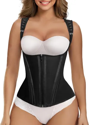 SHAPERX Women's Waist Trainer Tummy Control Body Shaper Waist Cincher Corset With Zipper and Hooks