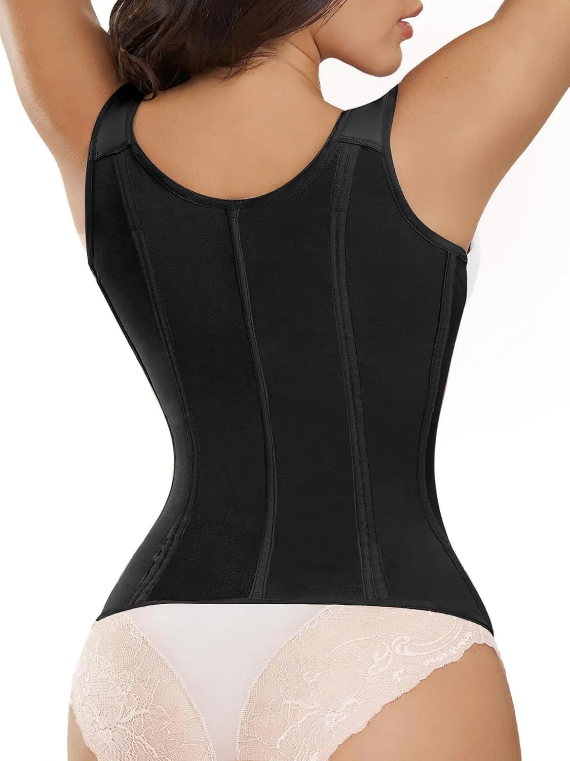 SHAPERX Women's Waist Trainer Tummy Control Body Shaper Waist Cincher Corset With Zipper and Hooks