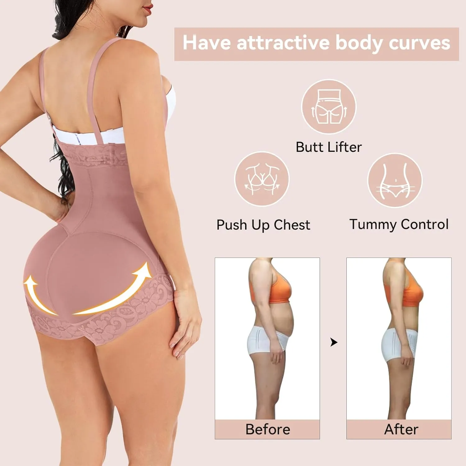 Shapewear for Women Tummy Control Fajas Colombianas Body Shaper Butt Lifter Compression Garment Open Bust Bodysuit