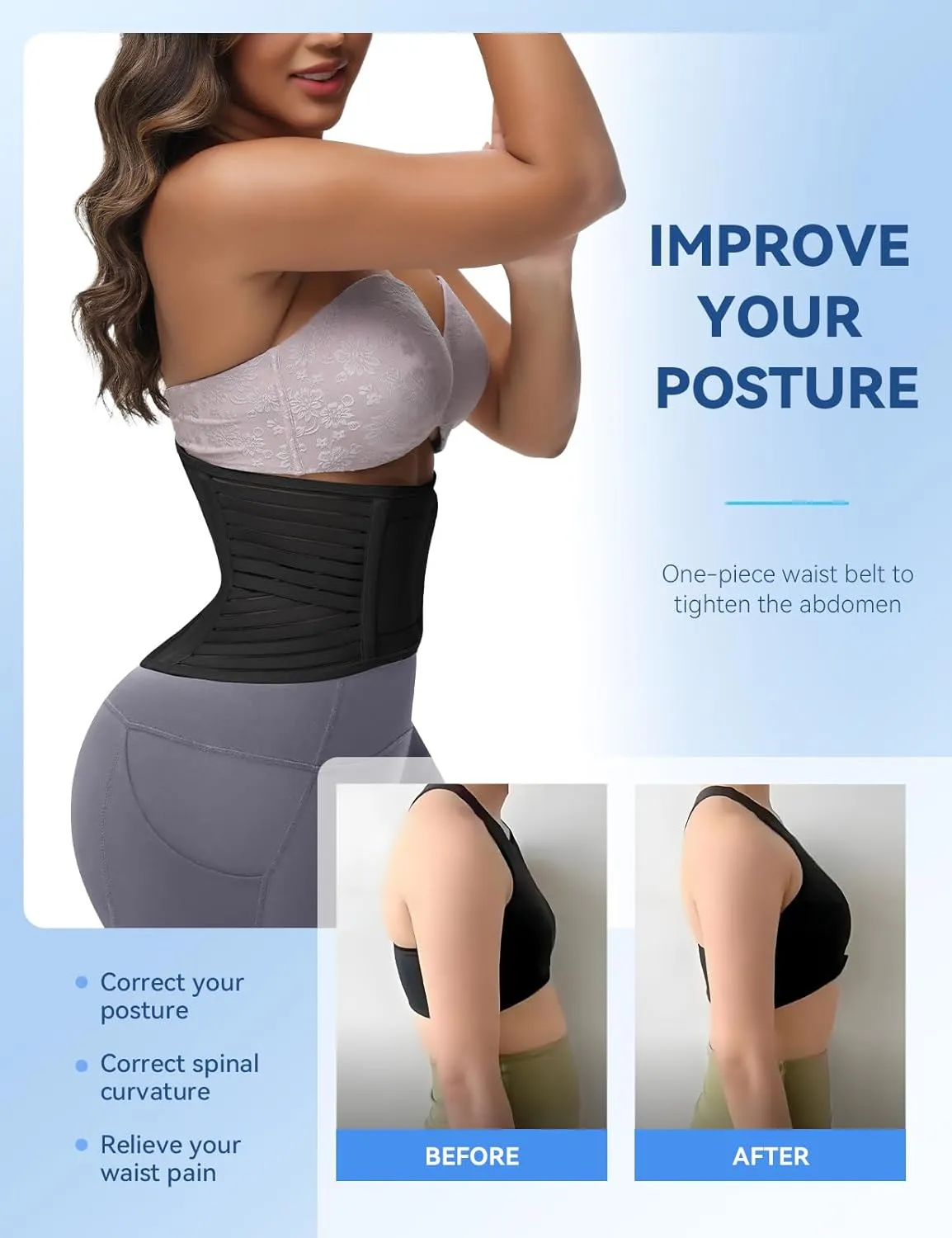 SHAPSHE Back Support Belt Waist Trainer for Women Lower Back Pain Postpartum Recovery Workout Body Shaper for Women/Men