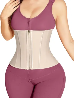SHAPSHE Waist Trainer for Women, Workout Sports Girdle with Zipper, Body Shaper for Tummy Control Black