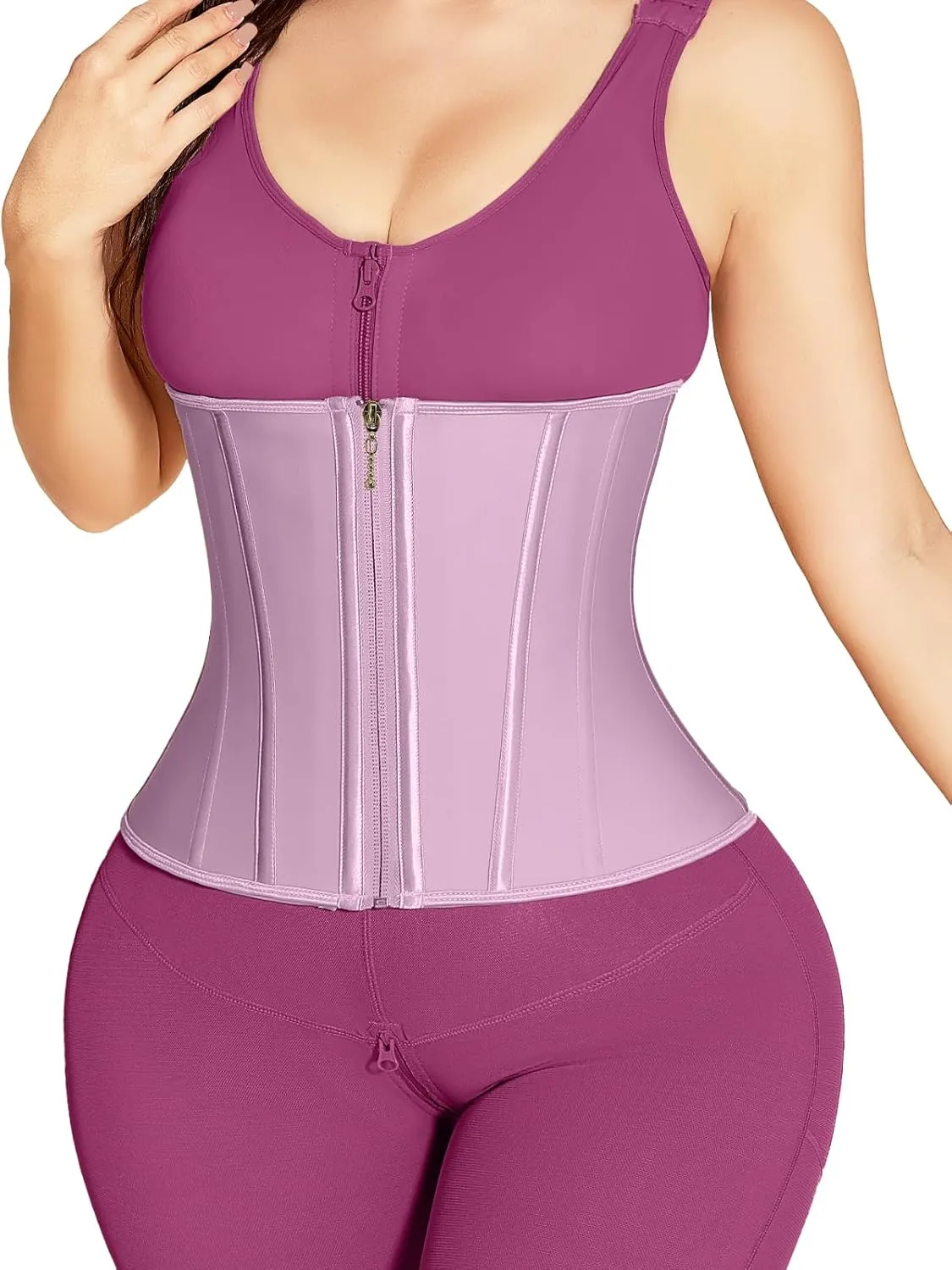 SHAPSHE Waist Trainer for Women, Workout Sports Girdle with Zipper, Body Shaper for Tummy Control Black