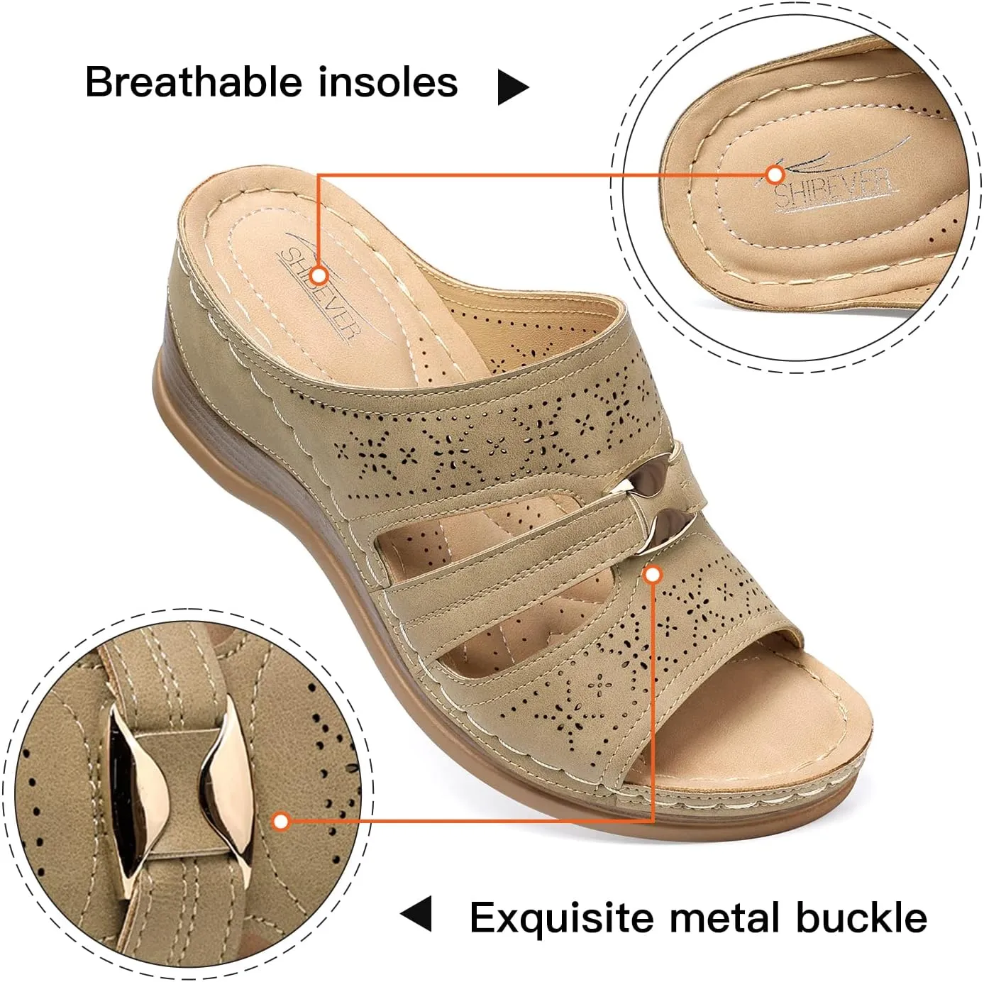 SHIBEVER Wedge Sandals for Dressy Women Platform Summer Womens Low Heels Arch Support Sandal