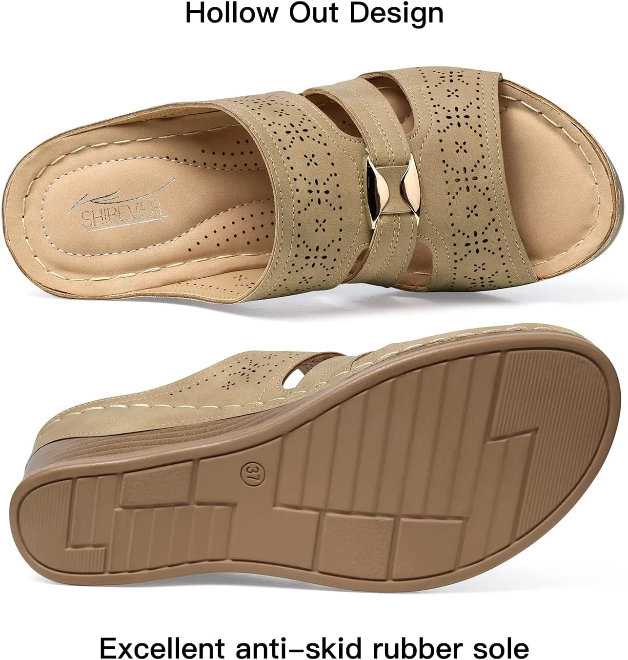 SHIBEVER Wedge Sandals for Dressy Women Platform Summer Womens Low Heels Arch Support Sandal