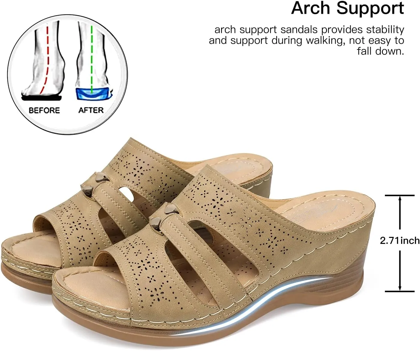 SHIBEVER Wedge Sandals for Dressy Women Platform Summer Womens Low Heels Arch Support Sandal