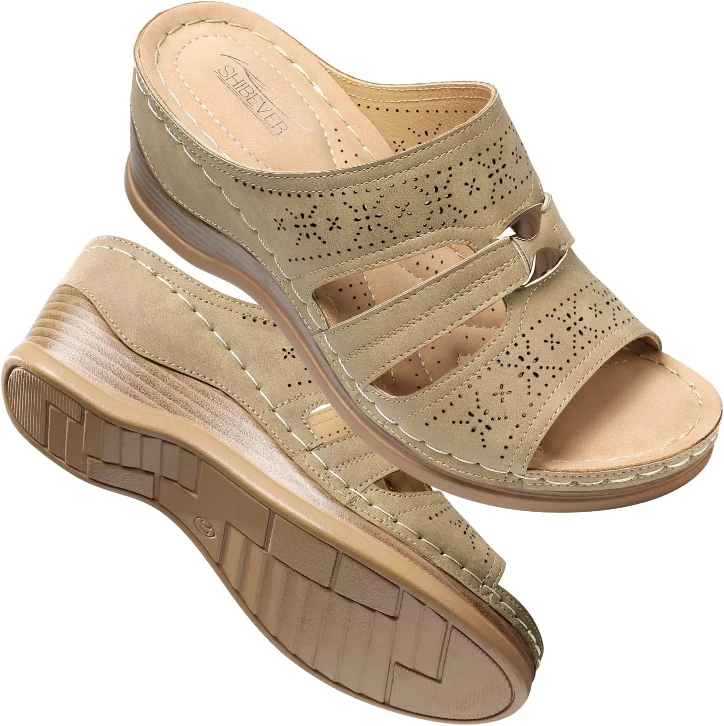 SHIBEVER Wedge Sandals for Dressy Women Platform Summer Womens Low Heels Arch Support Sandal