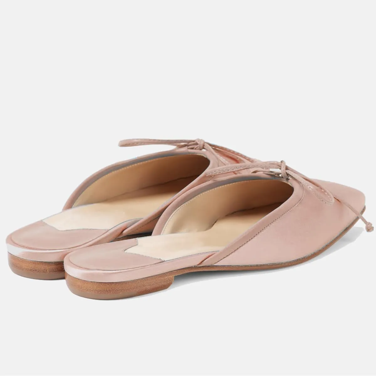 SHODENSE Women Square Toe Bow Mule Flats Satin Slip On Dress Mules Comfy Flat Heel Ballet Shoes Backless Bow Mule Shoes Walking Drive Chic Fashion Spring Fall 4-11 M US