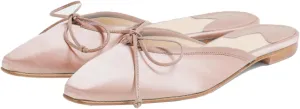 SHODENSE Women Square Toe Bow Mule Flats Satin Slip On Dress Mules Comfy Flat Heel Ballet Shoes Backless Bow Mule Shoes Walking Drive Chic Fashion Spring Fall 4-11 M US
