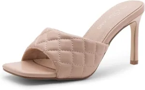 Shoe Land Melrose Women's High Heels Stiletto Heeled Slides, Square Open Toe One Band Slip-On Heeled Mules – Dressy Clear Heeled Sandals for Prom Party Wedding and Vacation