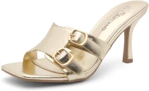 Shoe Land Melrose Women's High Heels Stiletto Heeled Slides, Square Open Toe One Band Slip-On Heeled Mules – Dressy Clear Heeled Sandals for Prom Party Wedding and Vacation