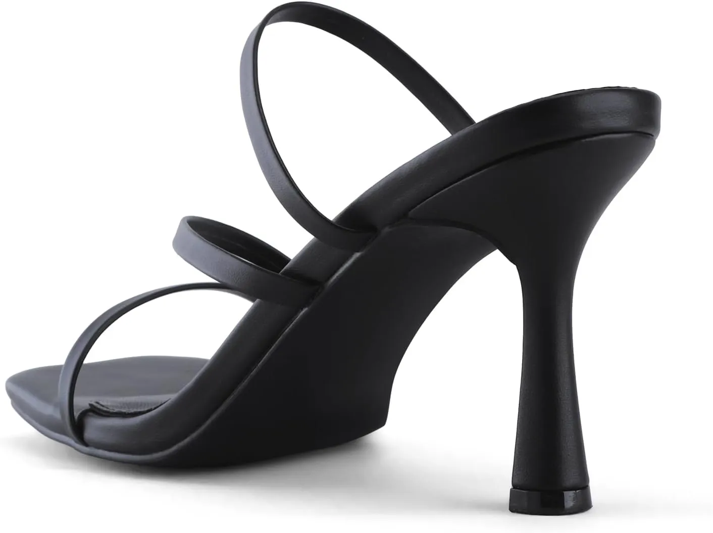 Shoe'N Tale Strappy Kitten Heels For Women Stiletto Mules Square Open Toe Slip On Sandals