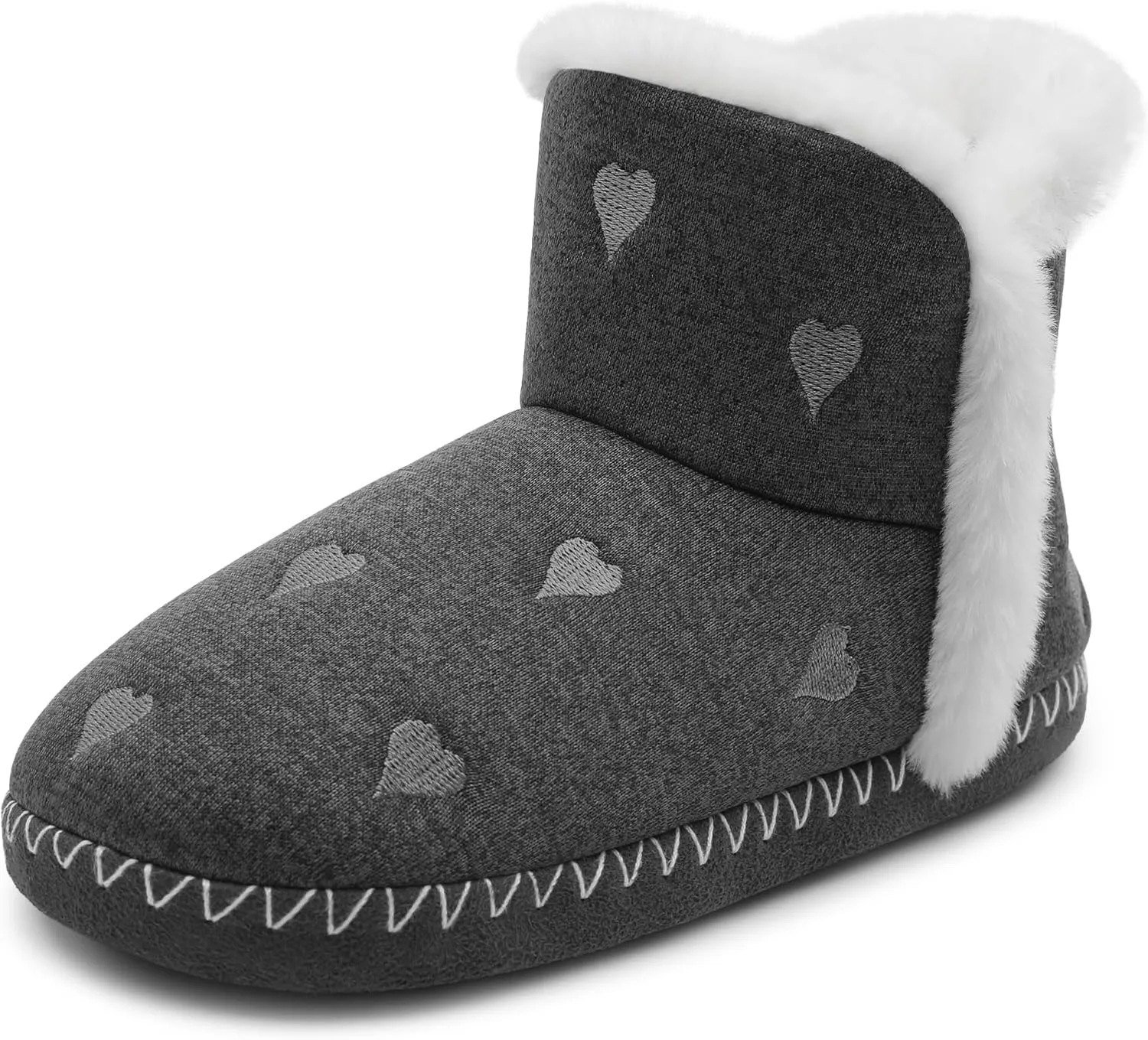 shoeslocker Women's Bootie Slippers Fuzzy Winter Ankle Boots Slippers Warm House Shoes Outdoor Indoor with Plush Fur Lining